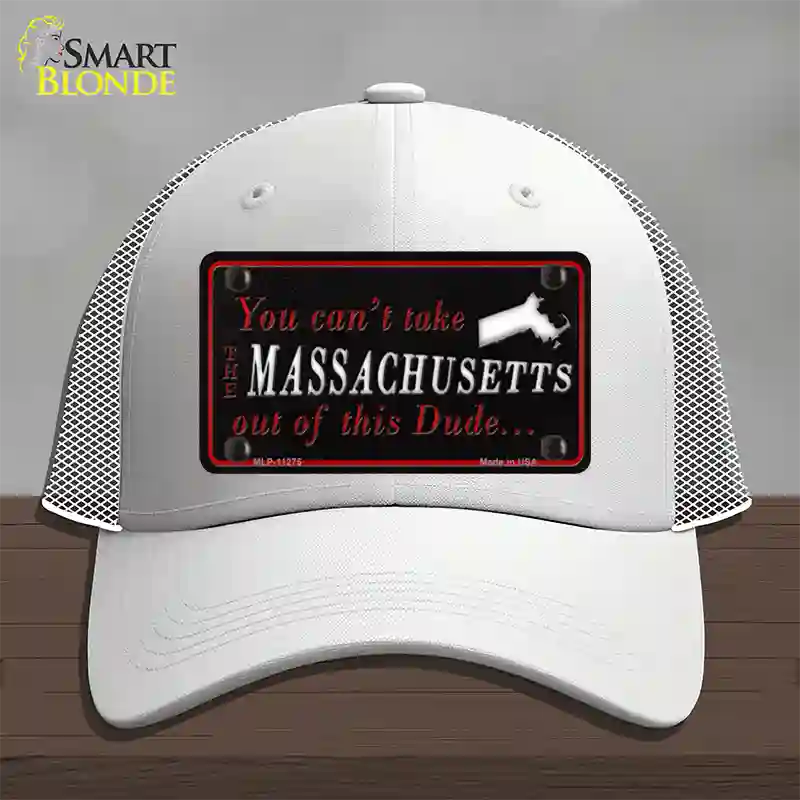 Massachusetts Dude Novelty License Plate Hat Mesh / White