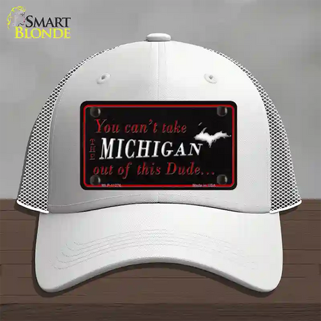 Michigan Dude Novelty License Plate Hat Mesh / White