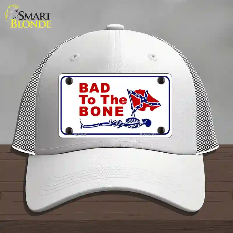 Bad To The Bone Novelty License Plate Hat Mesh / White