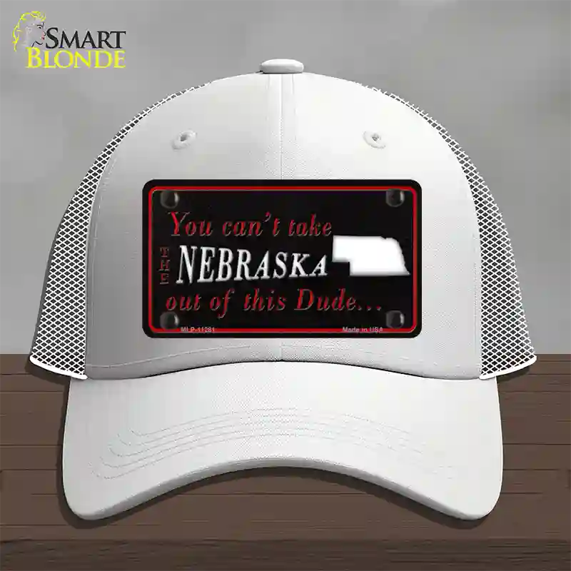 Nebraska Dude Novelty License Plate Hat Mesh / White