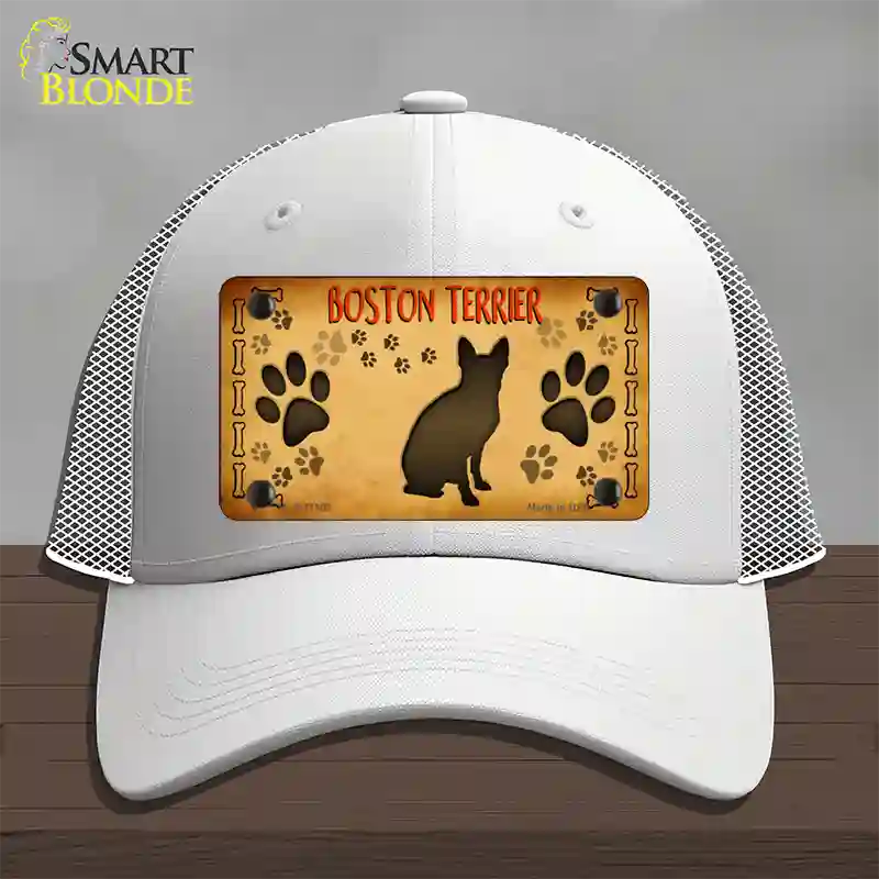 Boston Terrier Novelty License Plate Hat Mesh / White