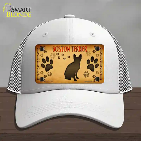 Boston Terrier Novelty License Plate Hat Mesh / White