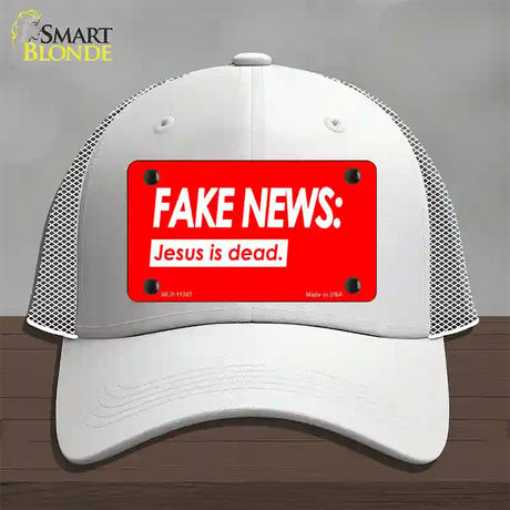 Fake News Jesus Is Dead Novelty License Plate Hat Mesh / White