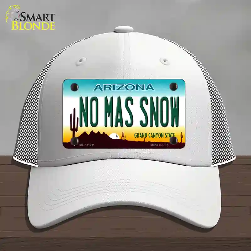 No Mas Snow Novelty License Plate Hat Mesh / White