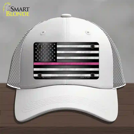 Thin Pink Line Novelty License Plate Hat Mesh / White