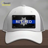 Thin Blue Line Retired Police Novelty License Plate Hat Mesh / White