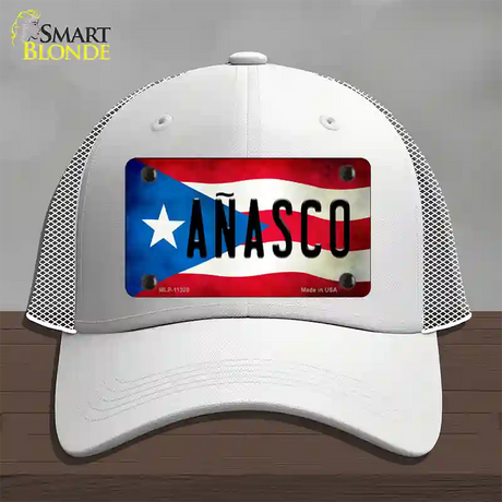 Anasco Puerto Rico Flag Novelty License Plate Hat Mesh / White