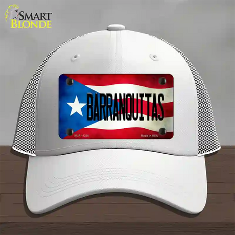 Barranquitas Puerto Rico Flag Novelty License Plate Hat Mesh / White