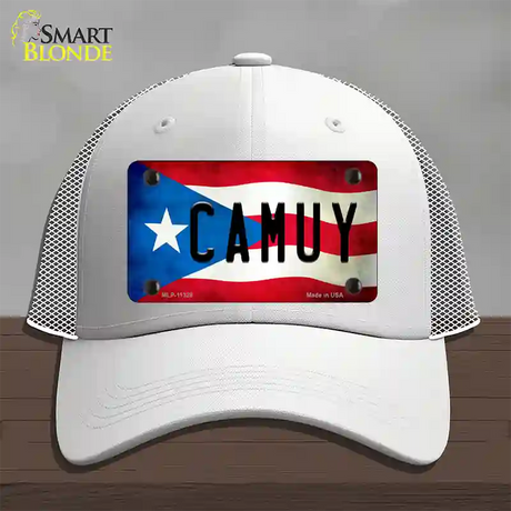 Camuy Puerto Rico Flag Novelty License Plate Hat Mesh / White