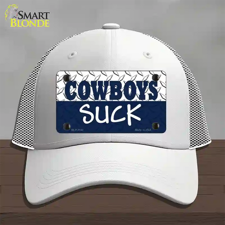 Cowboys Suck Novelty License Plate Hat Mesh / White