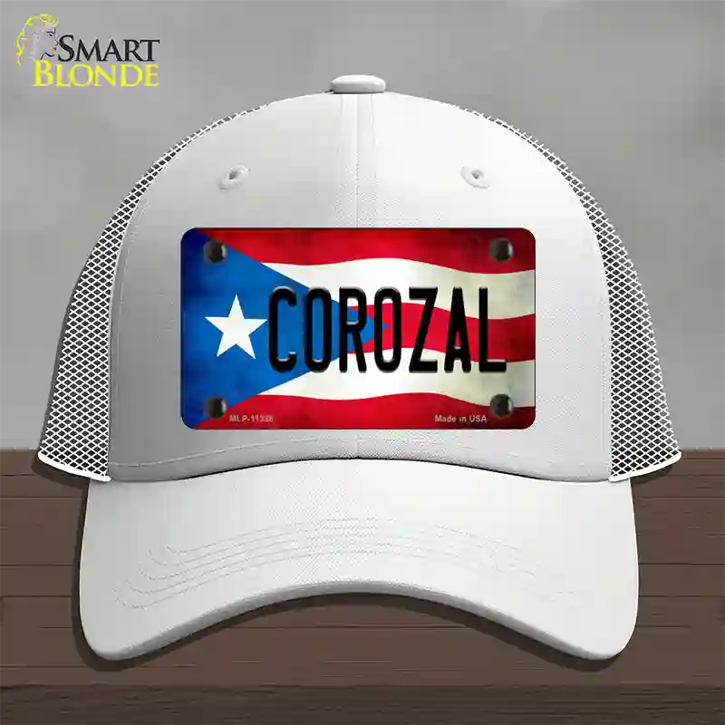 Corozal Puerto Rico Flag Novelty License Plate Hat Mesh / White