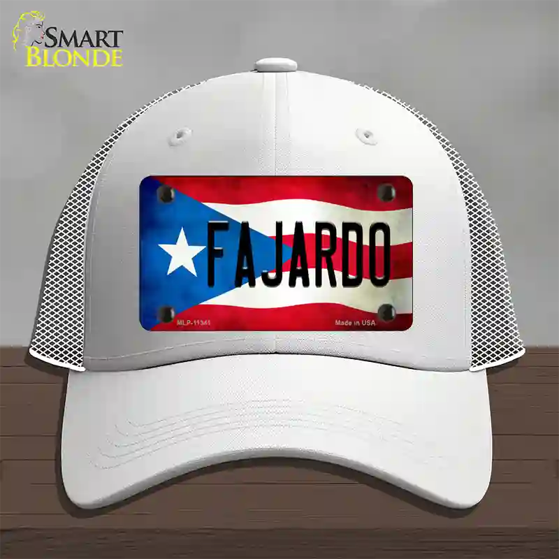 Fajardo Puerto Rico Flag Novelty License Plate Hat Mesh / White