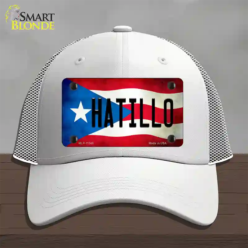 Hatillo Puerto Rico Flag Novelty License Plate Hat Mesh / White