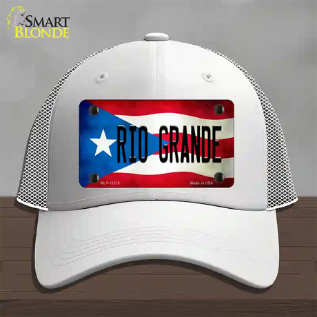 Rio Grande Puerto Rico Flag Novelty License Plate Hat Mesh / White