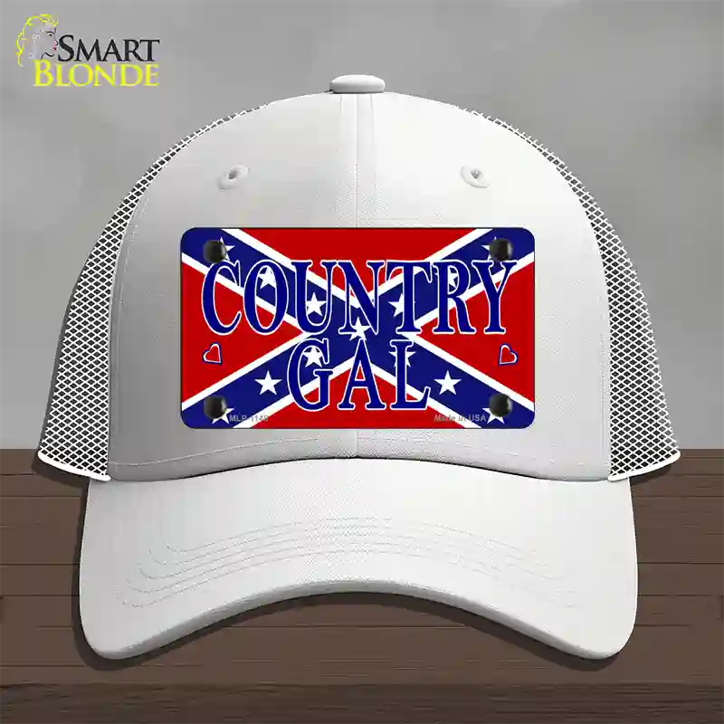 Confederate Country Gal Novelty License Plate Hat Mesh / White