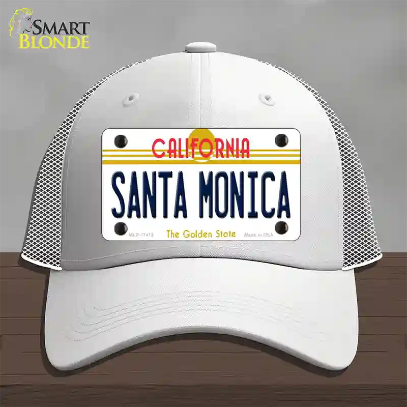 Santa Monica California Novelty License Plate Hat Mesh / White