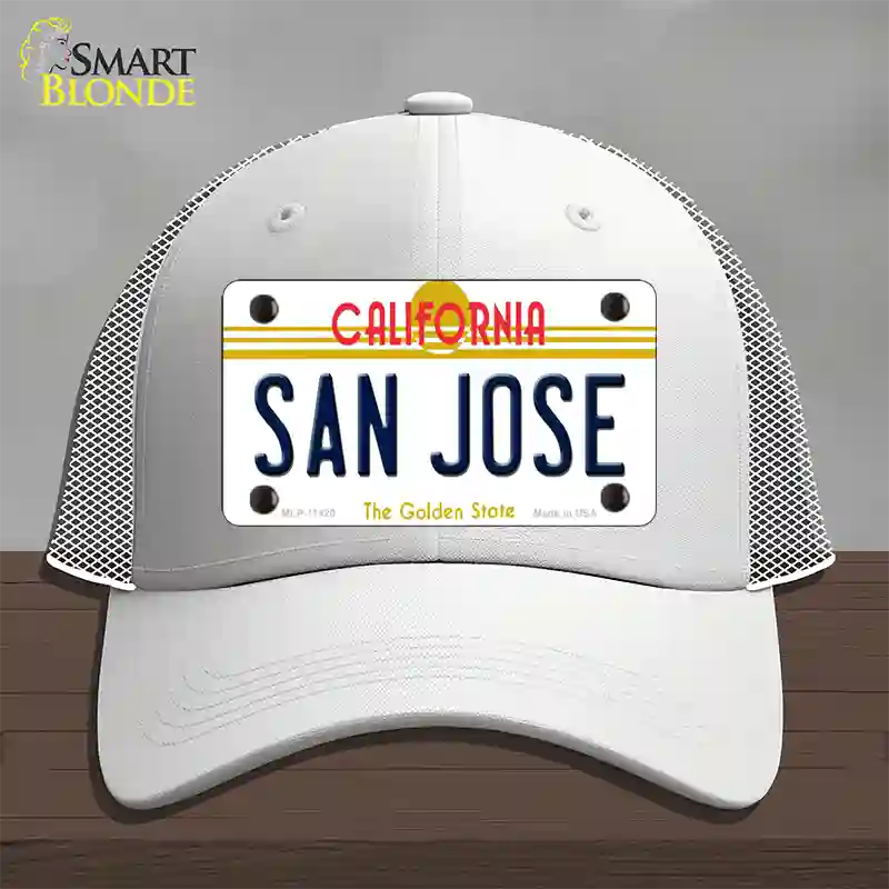 San Jose California Novelty License Plate Hat Mesh / White