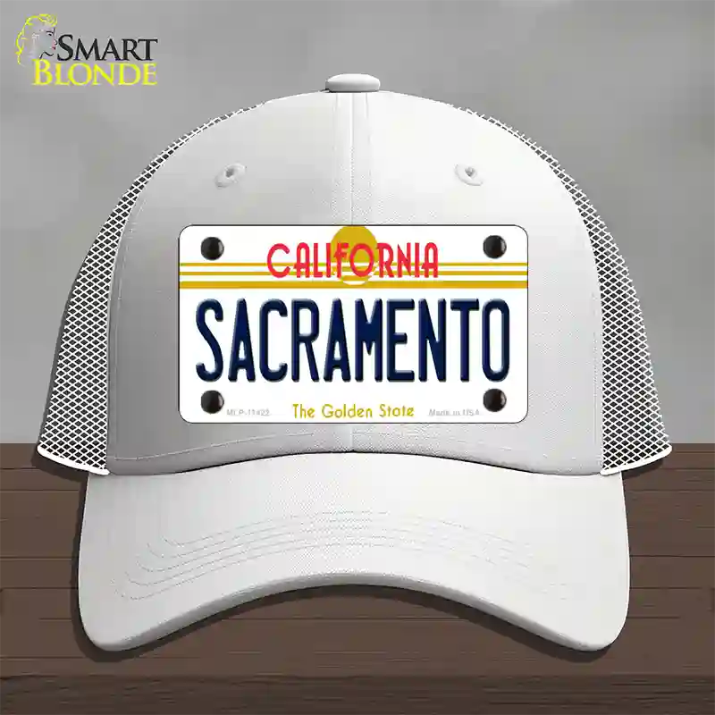 Sacramento California Novelty License Plate Hat Mesh / White