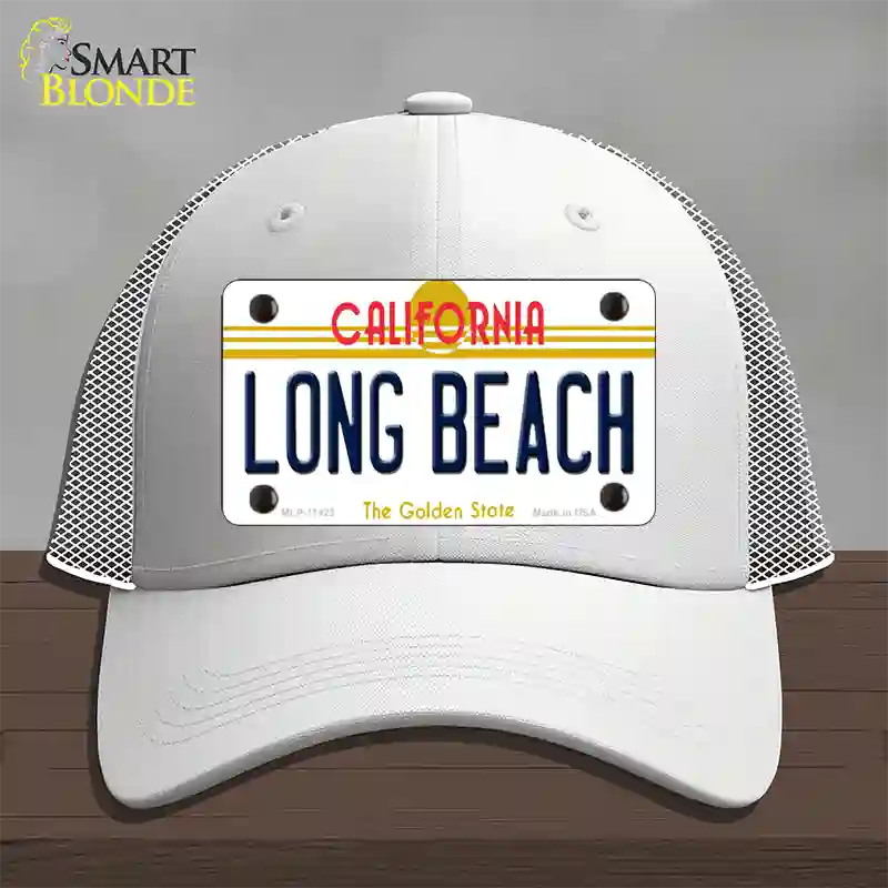 Long Beach California Novelty License Plate Hat Mesh / White