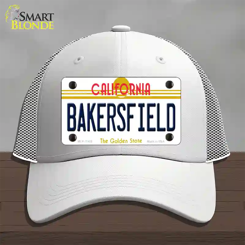 Bakersfield California Novelty License Plate Hat Mesh / White