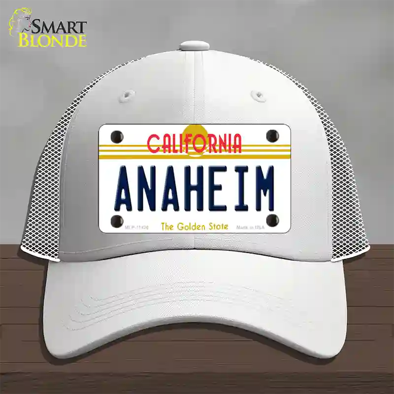 Anaheim California Novelty License Plate Hat Mesh / White