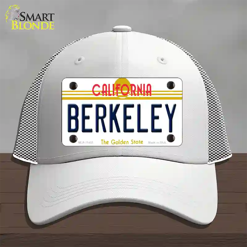 Berkeley California Novelty License Plate Hat Mesh / White