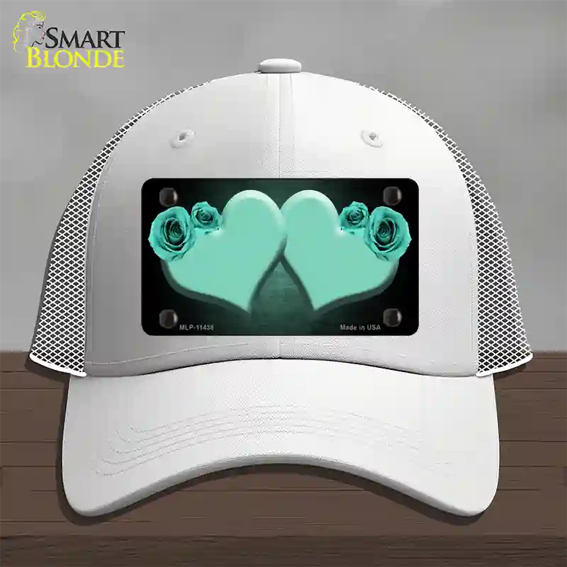 Hearts Over Roses In Mint Novelty License Plate Hat Mesh / White