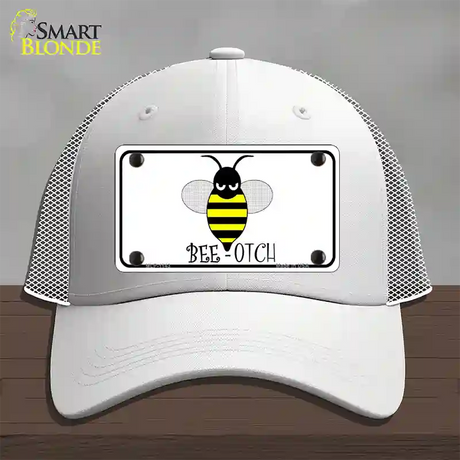 Bee-otch Novelty License Plate Hat Mesh / White