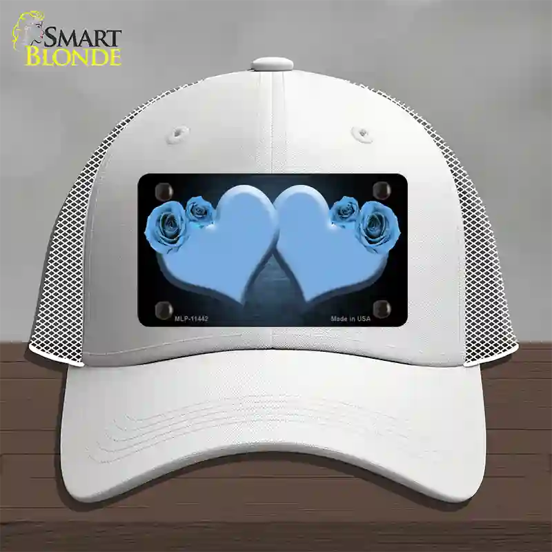 Hearts Over Roses In Light Blue Novelty License Plate Hat Mesh / White