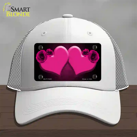 Hearts Over Roses In Pink Novelty License Plate Hat Mesh / White