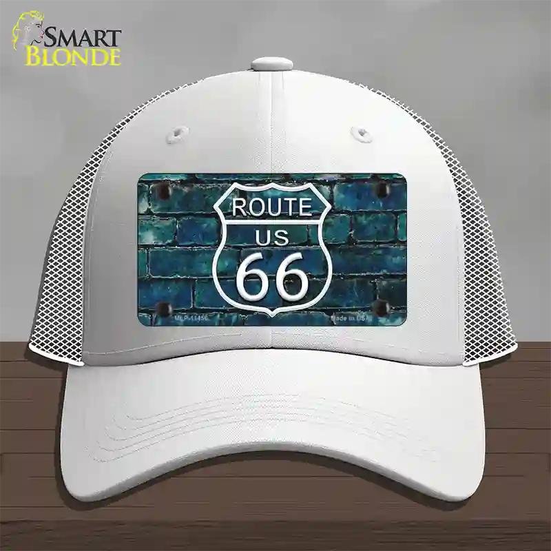 Route 66 Blue Brick Wall Novelty License Plate Hat Mesh / White