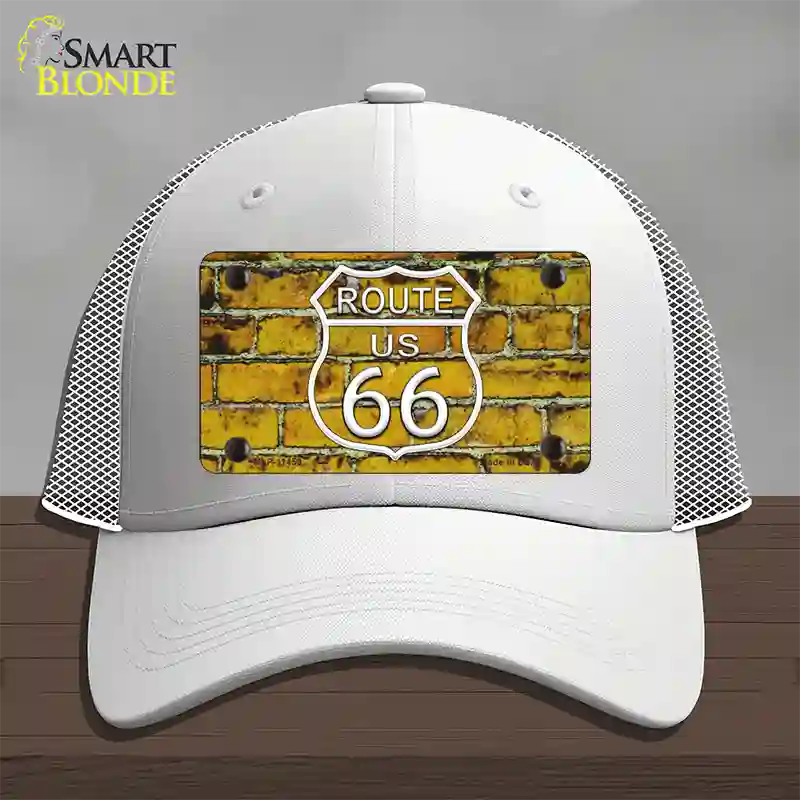 Route 66 Yellow Brick Wall Novelty License Plate Hat Mesh / White