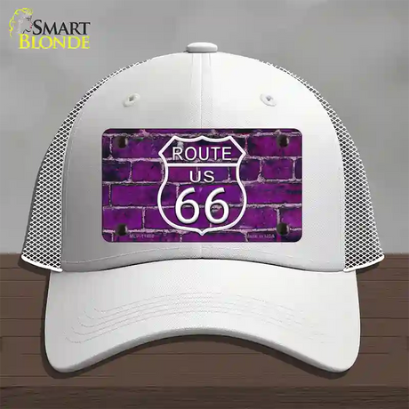 Route 66 Purple Brick Wall Novelty License Plate Hat Mesh / White