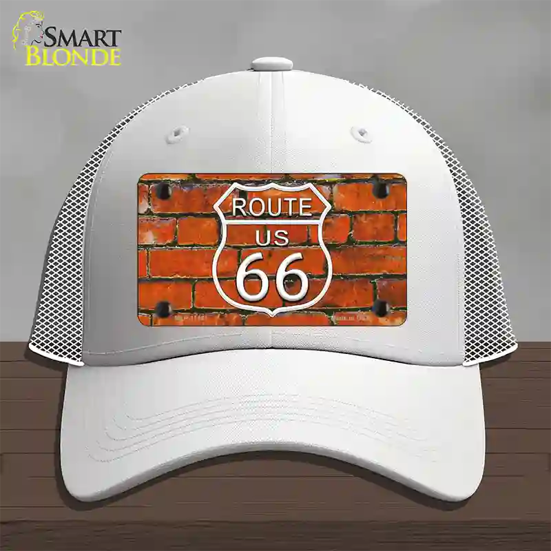 Route 66 Orange Brick Wall Novelty License Plate Hat Mesh / White