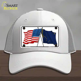 Alaska Crossed US Flag Novelty License Plate Hat Mesh / White