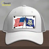 Connecticut Crossed US Flag Novelty License Plate Hat Mesh / White