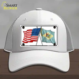 Delaware Crossed US Flag Novelty License Plate Hat Mesh / White