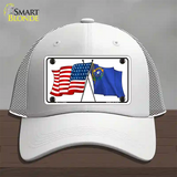 Nevada Crossed US Flag Novelty License Plate Hat Mesh / White