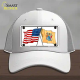 New Jersey Crossed US Flag Novelty License Plate Hat Mesh / White