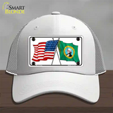 Washington Crossed US Flag Novelty License Plate Hat Mesh / White