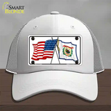 West Virginia Crossed US Flag Novelty License Plate Hat Mesh / White