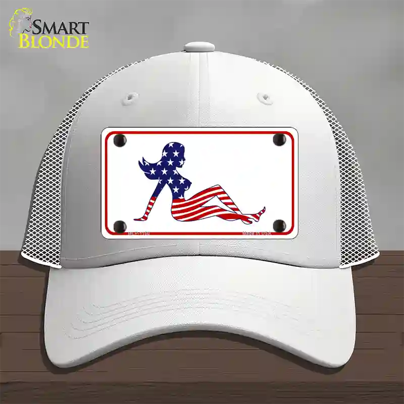 American Mud Flap Girl Novelty License Plate Hat Mesh / White