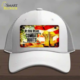 My Hero Wears Combat Boots Novelty License Plate Hat Mesh / White