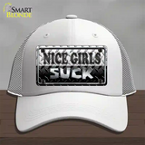 Nice Girls Suck Novelty License Plate Hat Mesh / White