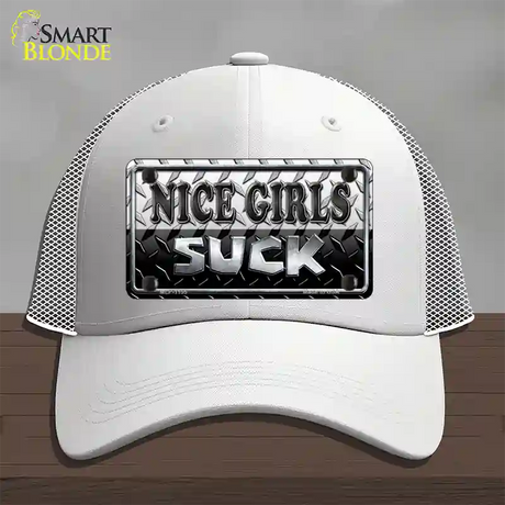 Nice Girls Suck Novelty License Plate Hat Mesh / White