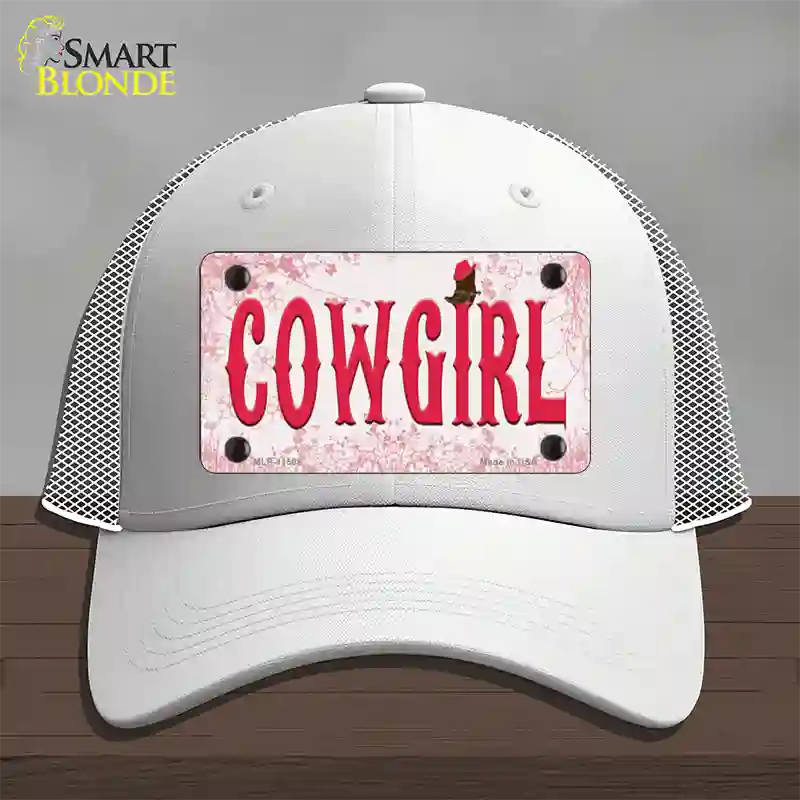 Cowgirl Pink Novelty License Plate Hat Mesh / White