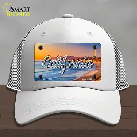 California Beach State Novelty License Plate Hat Mesh / White