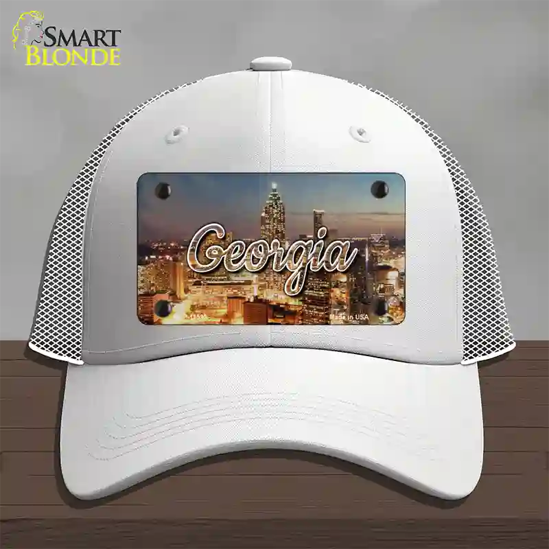 Georgia City Lights State Novelty License Plate Hat Mesh / White