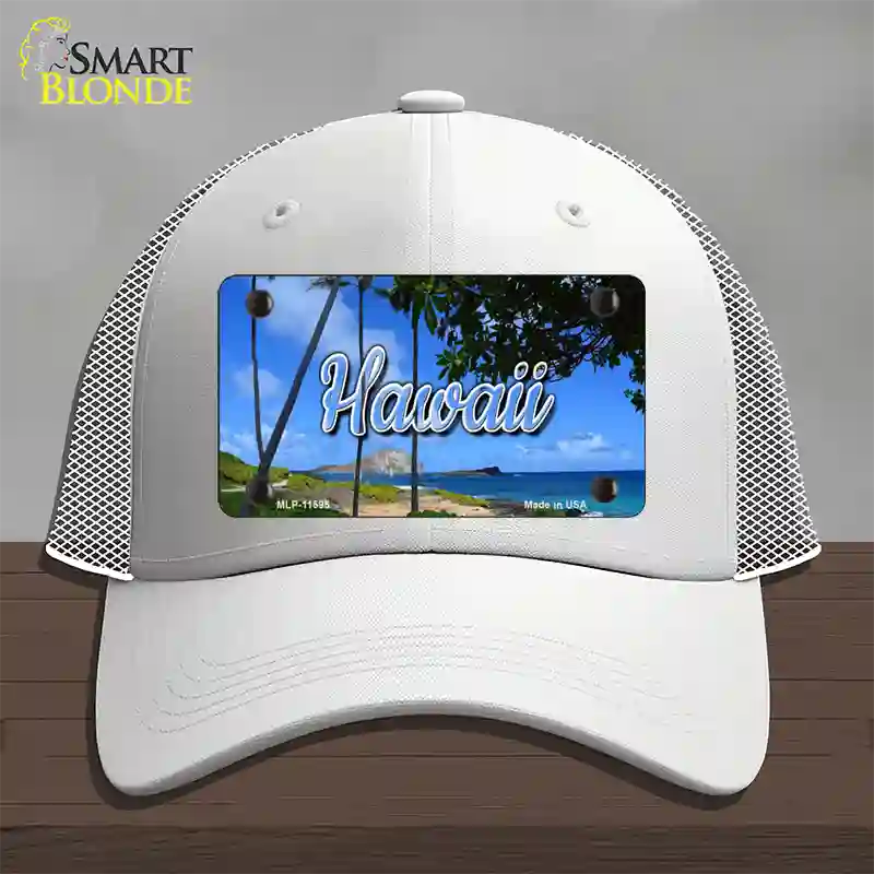 Hawaii Palm Trees State Novelty License Plate Hat Mesh / White