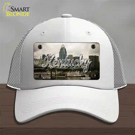 Kentucky City Skyline State Novelty License Plate Hat Mesh / White